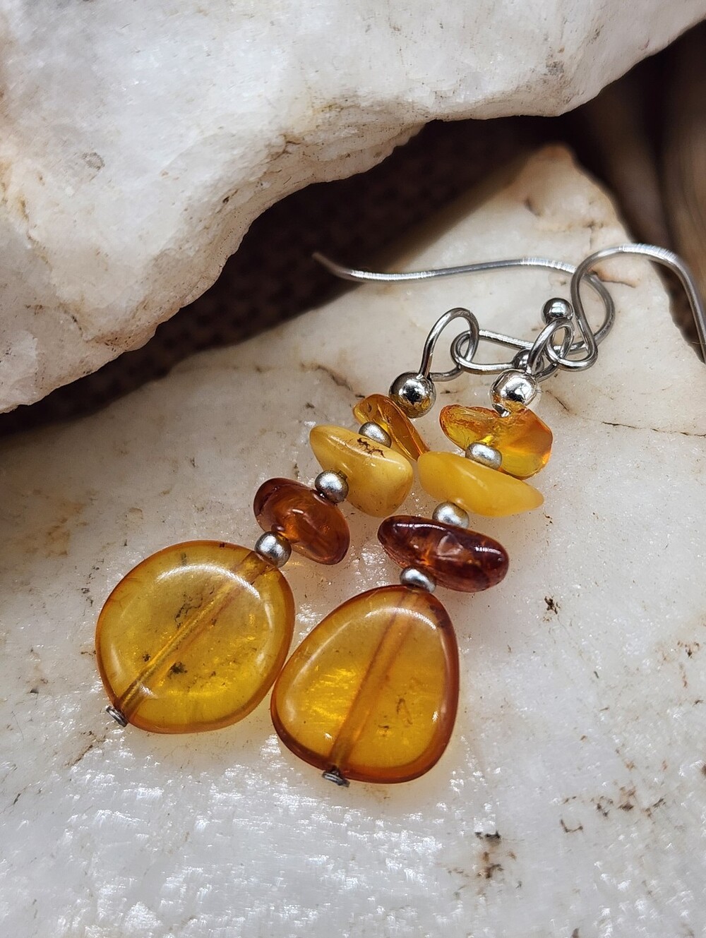 Amber Jewelry Silver Earrings Lightweight Genuine Baltic Amber